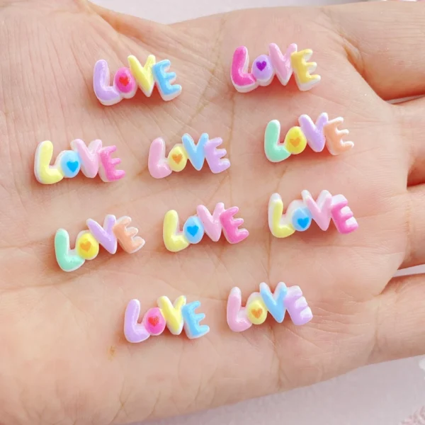 30Pcs New Cute Resin Small Letter Love Flat Back Ornament Jewelry Making Manicure Hairwear Accessories