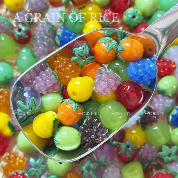 [Fruit Party] Glass Fruit Beaded Bracelet Necklace Loose Beads DIY Summer Jewelry Accessories