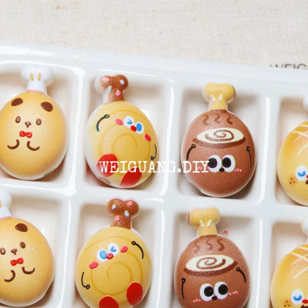 Chicken legs coffee oblique hole relief cute beaded accessories diy handmade mobile phone key bag chain material