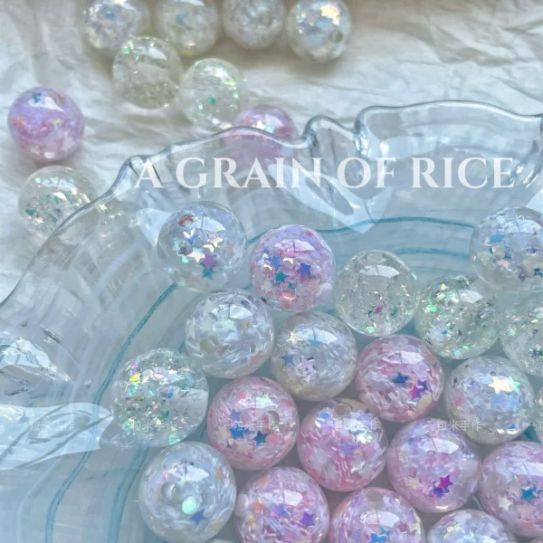 [Fantasy Starry Sky] Peach pink pearl color resin smudged round beads cat eye diy handmade beaded loose bead accessories