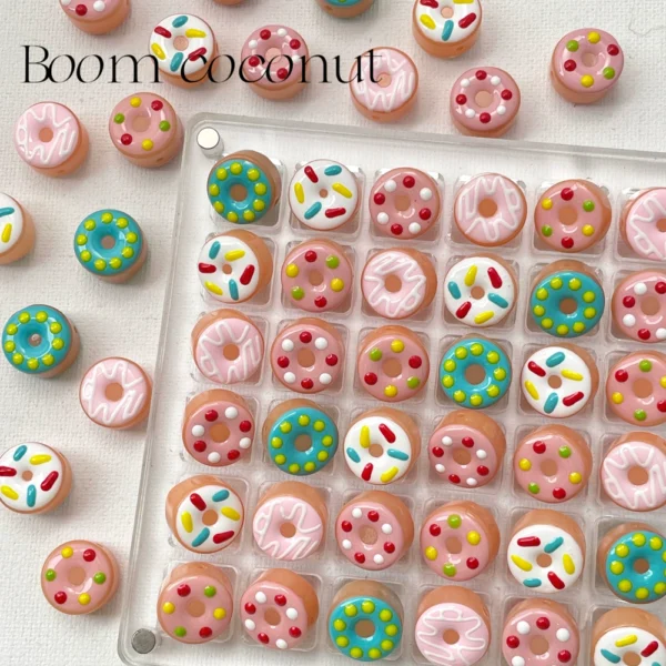 [Donuts] Cute colorful glass beads loose beads handmade diy material bracelet necklace jewelry accessories