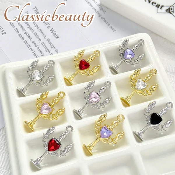Retro palace style love heart candlestick pendant diy bracelet necklace earrings hair accessories clothing accessories small accessories