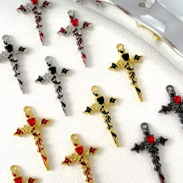 Thorns and roses entwined with love cross pendant diy dark retro style necklace clothing accessories earrings accessories