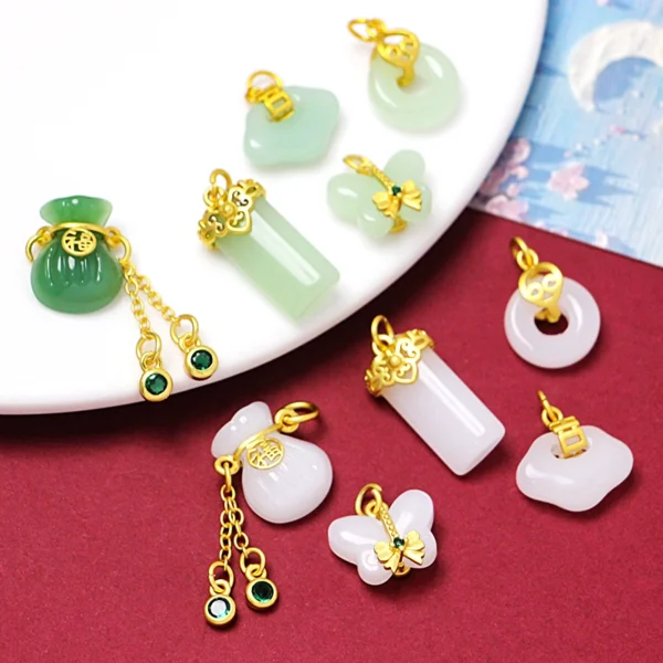 New Chinese style retro copper gold-plated lucky bag butterfly safe buckle Ruyi lock nothing to do hangtag diy pendant accessories jewelry