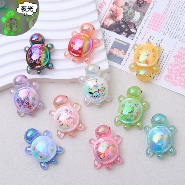 Electroplated luminous turtle cartoon handmade diy ornaments turtle pair touching cream glue high-end resin accessories