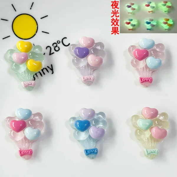 Luminous transparent love balloon bouquet hairpin hair rope cream glue DIY handmade patch shoe buckle resin accessories