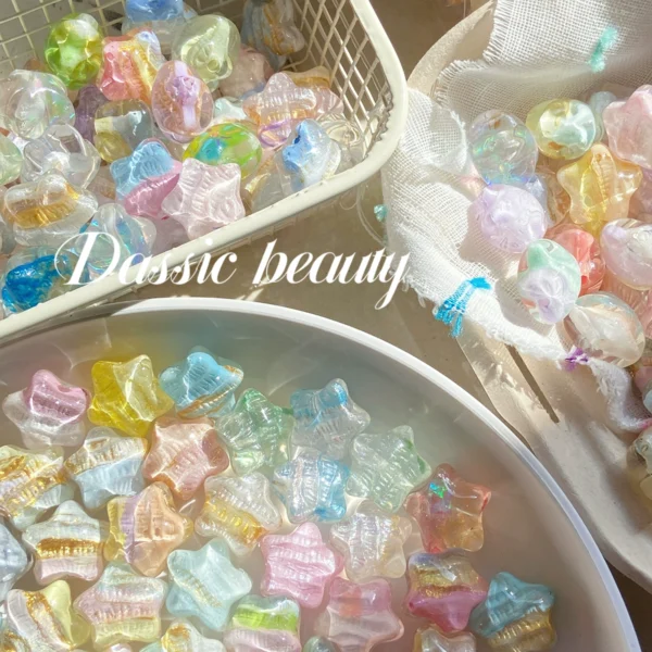Fantasy colorful acrylic light color oil painting star mixed diy beaded necklace material jewelry loose bead accessories