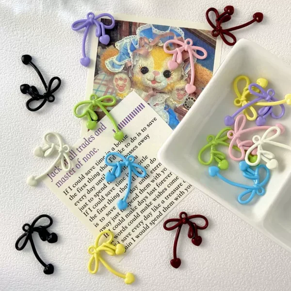 Sweet dopamine colorful peach heart bow pendant diy handmade necklace bracelet pendant earrings jewelry accessories