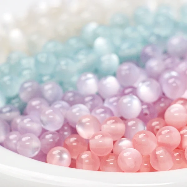[Colored Bean] Imitation Cat Eye Resin Beads Round Beads DIY Handmade Beaded Necklace Bracelet Earrings Jewelry Accessories