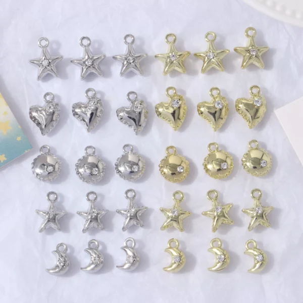 Mini Diamond Love Star Moon Alloy Pendant DIY Handmade Earrings Jewelry Bracelet Necklace Accessories Material