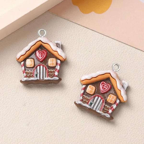 10 pieces 26*29mm Christmas Snow House resin pendants diy handmade jewelry accessories making for Earring keychain Bag pendant