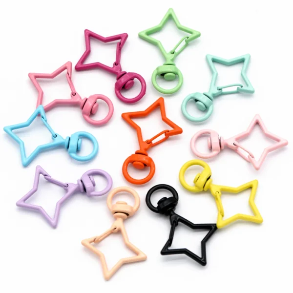 5Pcs Star Shaped Lobster Clasp Hooks Trigger Clips Buckles Spring Buckle Snap Hook Split Key Ring For Diy Keychain Accessories