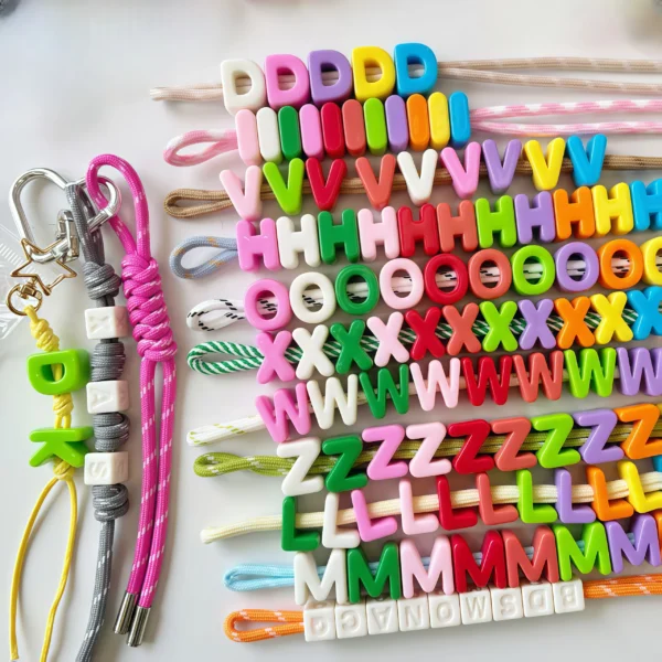 10PCS Colorful 26 Letter Beads 20mm Loose Beads Big Hole DIY Jewelry Making Kit Bracelet keychain for Educators to Learn Letters