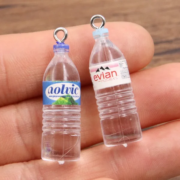 10pcs Resin Simulated miniature beverage bottle resin pendant diy mineral water bottle Charming making for keychains necklaces