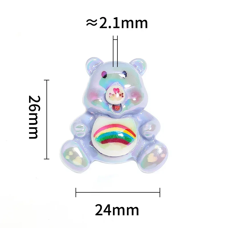 Cute Anime Rainbow Bear Vertical Hole Beads DIY Resin Kawaii Anime Keychain Accessories Phone Chain Clothing Beads Material - Image 3