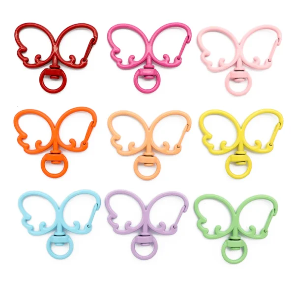 Butterfly Shape Trigger Clips Buckles Spring Buckle Snap Hook Lobster Clasp Hooks Split Key Ring For Diy Keychain Accessories