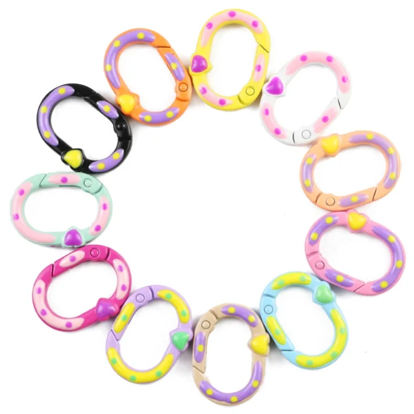 28MM 2~10pcs Colorful Oval Lobster Key Zinc Alloy Clasps Snap Hook Label Hand Tag Connector For Jewelry Making DIY Accessories