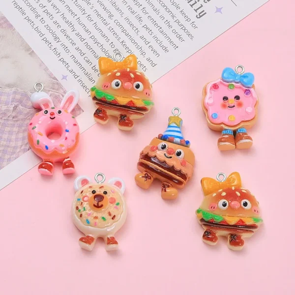 10pcs Creative cartoon expression cookie resin pendant diu handcrafted cream glue resin jewelry accessories making for Key chain